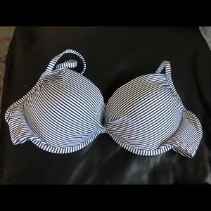 Navy and white striped bikini